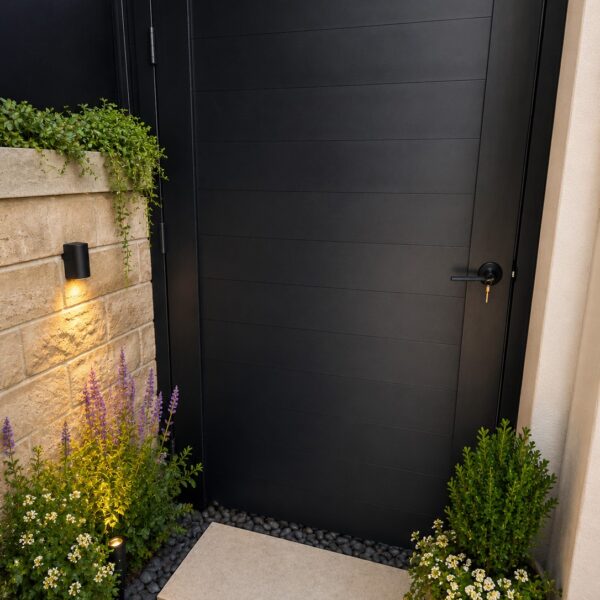 Full-privacy aluminum slat entry gate